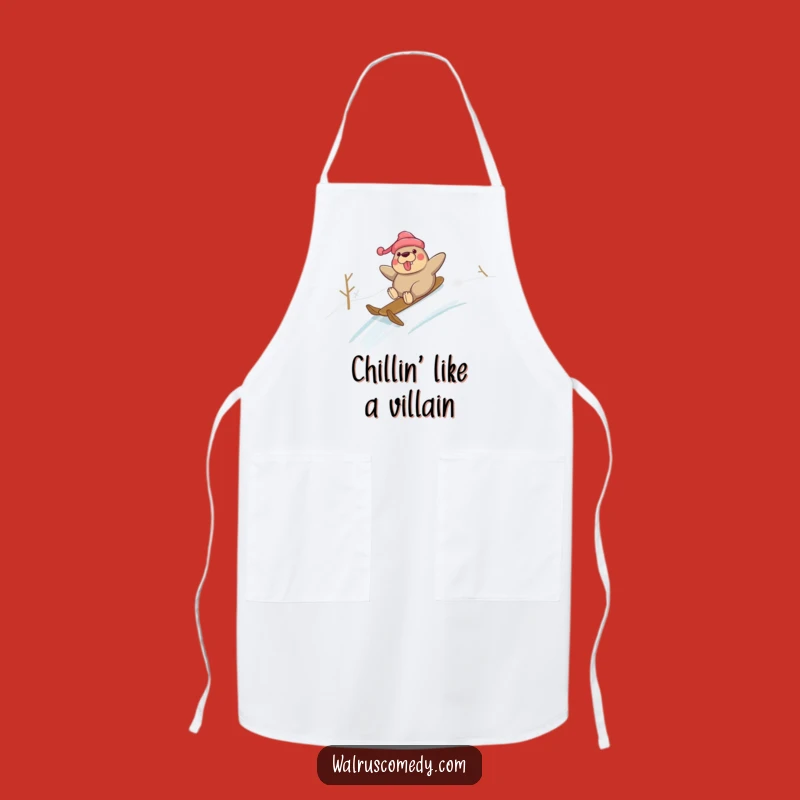 Funny Snow Walrus Apron: Hilarious Winter Kitchen Fun Gift!