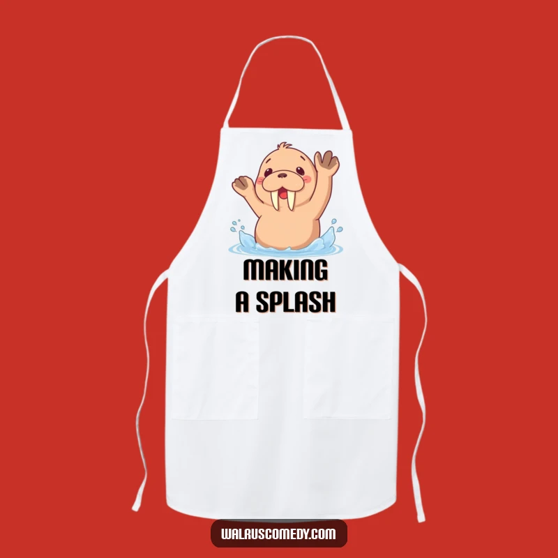 Funny Kawaii Walrus Splashing Apron: Cook Up Some Laughter!