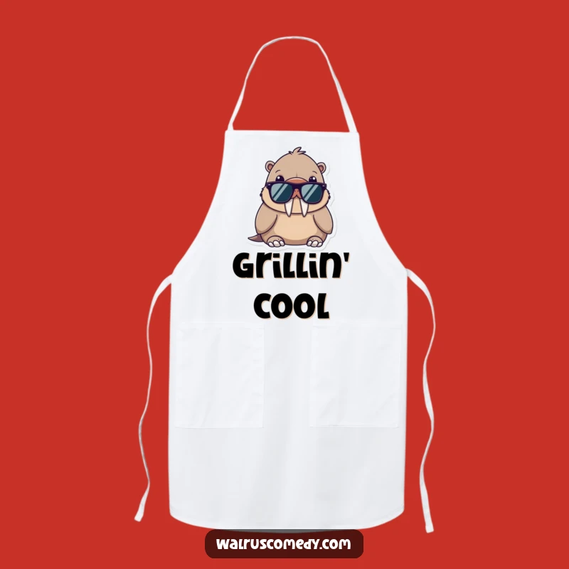 Funny Kawaii Walrus Sunglasses Apron: Cook with Cool Confidence!