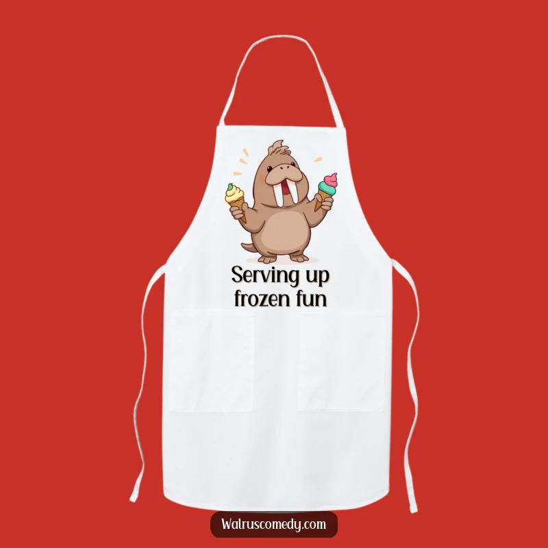 Funny Walrus Juggling Ice Cream Apron: Hilarious Chef's Gift for Sweet Cooks