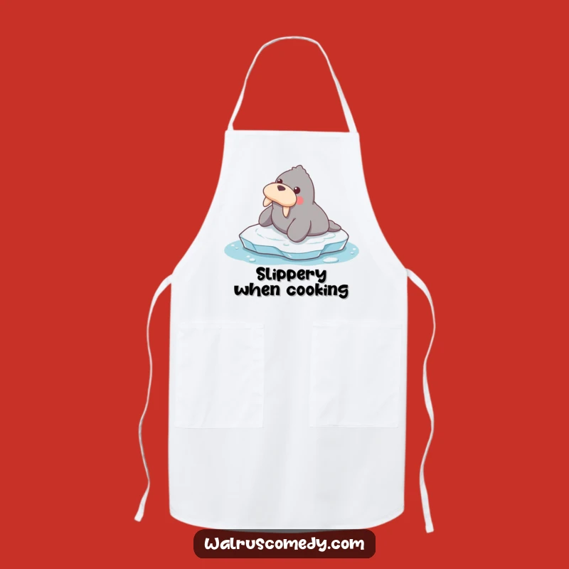 Funny Walrus Sliding Apron: Kitchen Fun Arctic Chef Gift