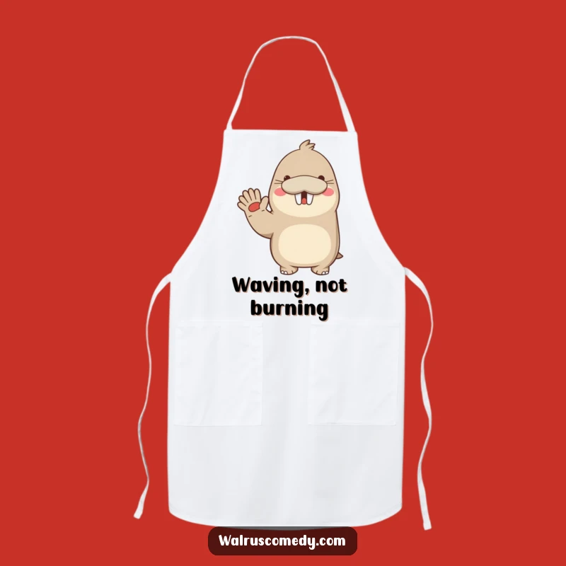 Funny Kawaii Walrus Waving Apron: Greet Your Guests with a Smile!