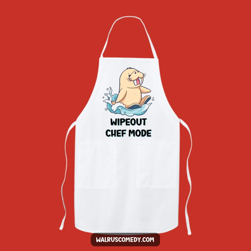 Funny Surfing Walrus Apron - Hilarious Kitchen Beach Accessory Gift