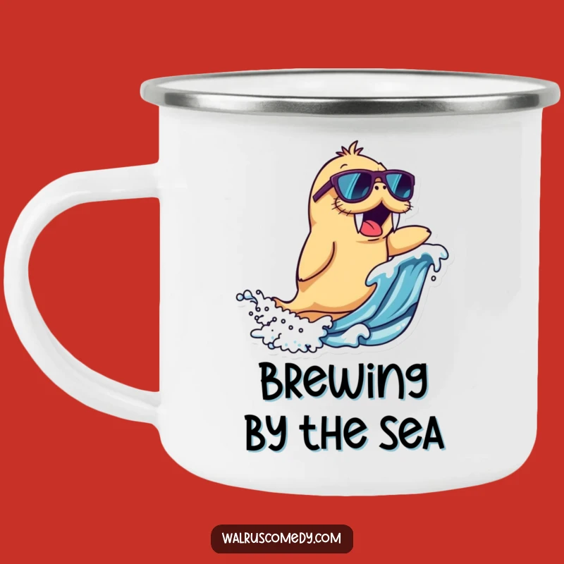 Funny Walrus Camping Mug - Surfing Drinkware, Ideal Outdoor Gift