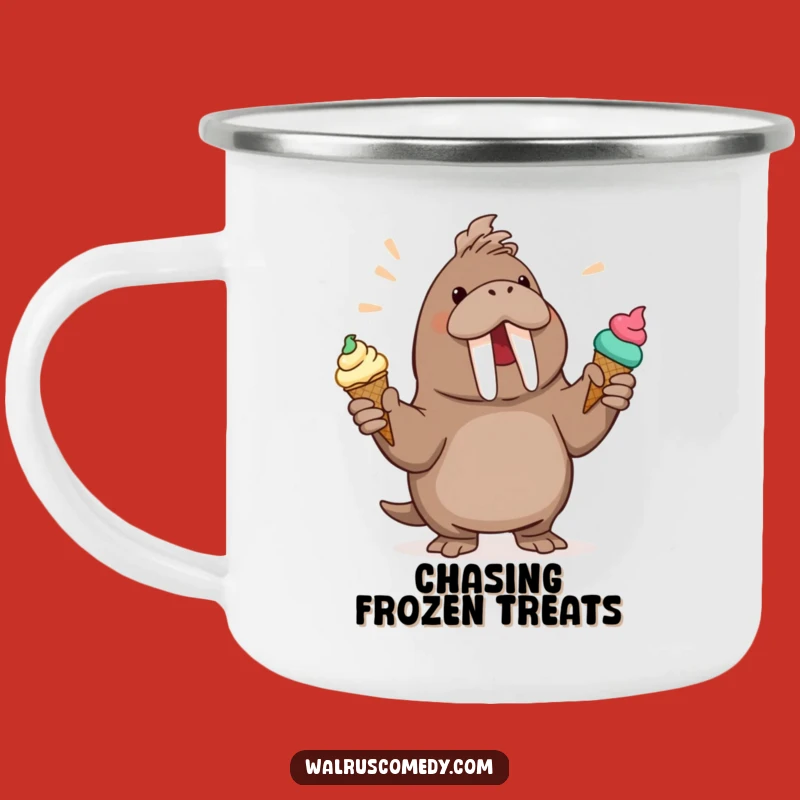 Durable Funny Walrus Juggling Ice Cream Camping Mug: Hilarious Outdoor Treat