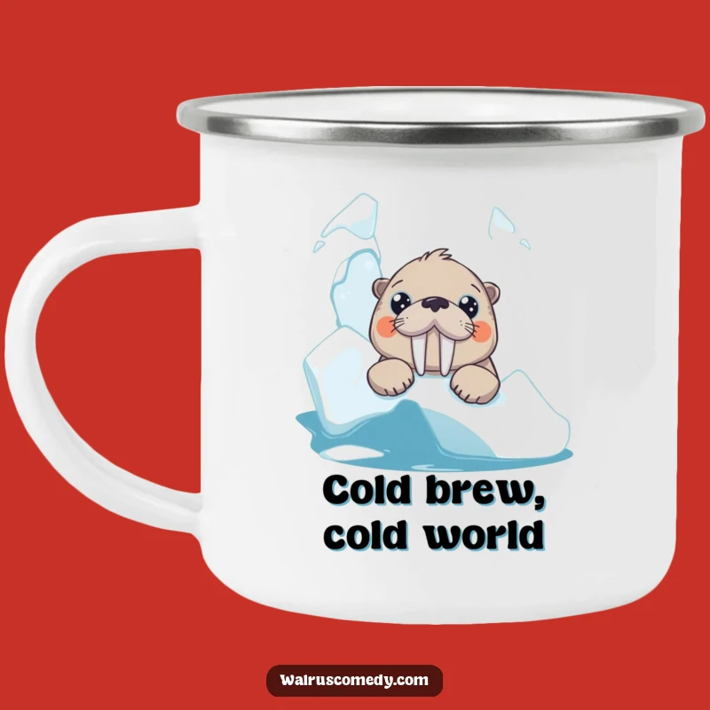 Funny Curious Walrus Camping Mug - Big Eyed Outdoor Fun, Durable & Hilarious Gift