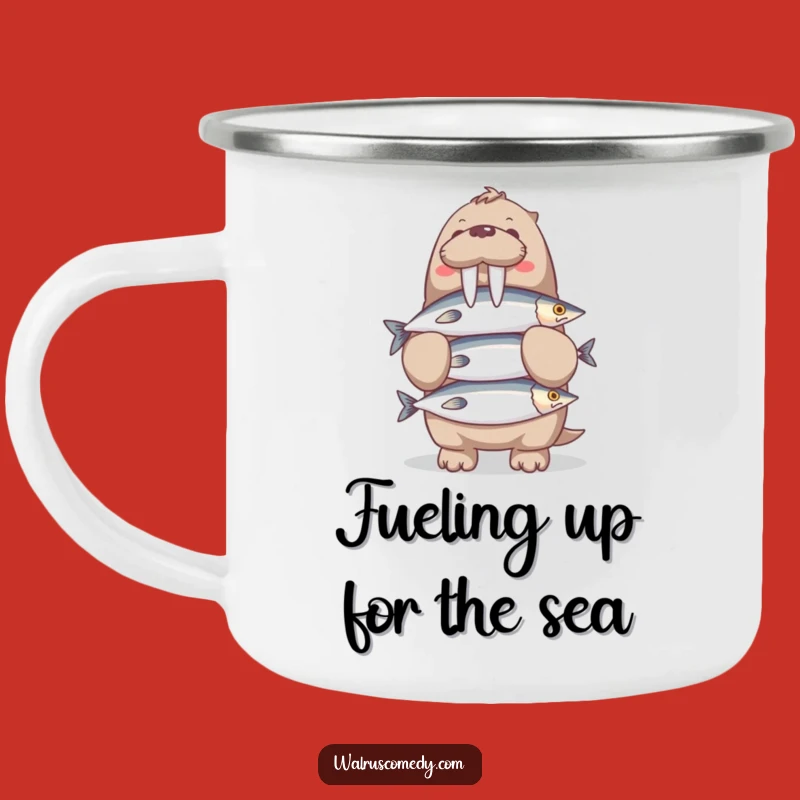 Durable Funny Walrus Fish Balancing Camping Mug: Hilarious Outdoor Gift