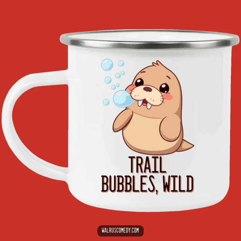 Funny Kawaii Walrus Bubble Camping Mug: Adventure Fuel with Hilarious Vibes