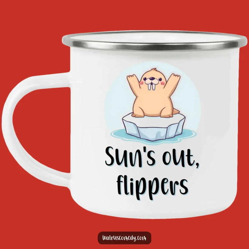 Funny Kawaii Walrus Sunbathing Camping Mug: Adventure Fueled Funny Gift!
