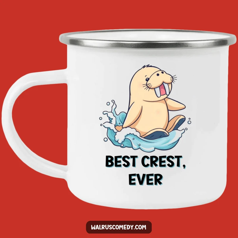 Funny Surfing Walrus Camping Mug - Hilarious Outdoor Adventure Cup Gift