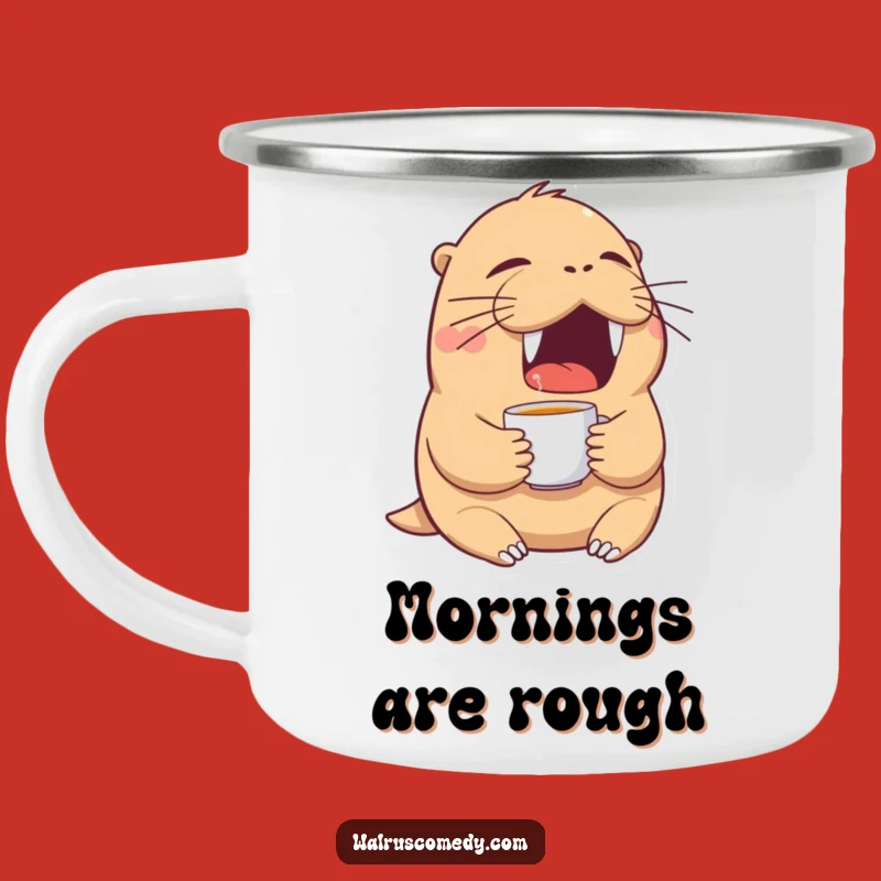 Funny Tired Walrus Yawn Camping Mug: Brew Up Some Rest