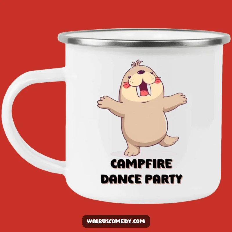 Funny Walrus Dance Camping Mug: Joyful Jig for Outdoor Fun