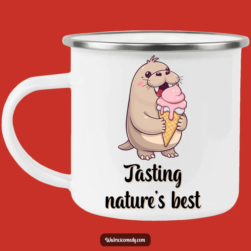 Funny Walrus Ice Cream Camping Mug: Cheerful Cone for Sweet Adventures
