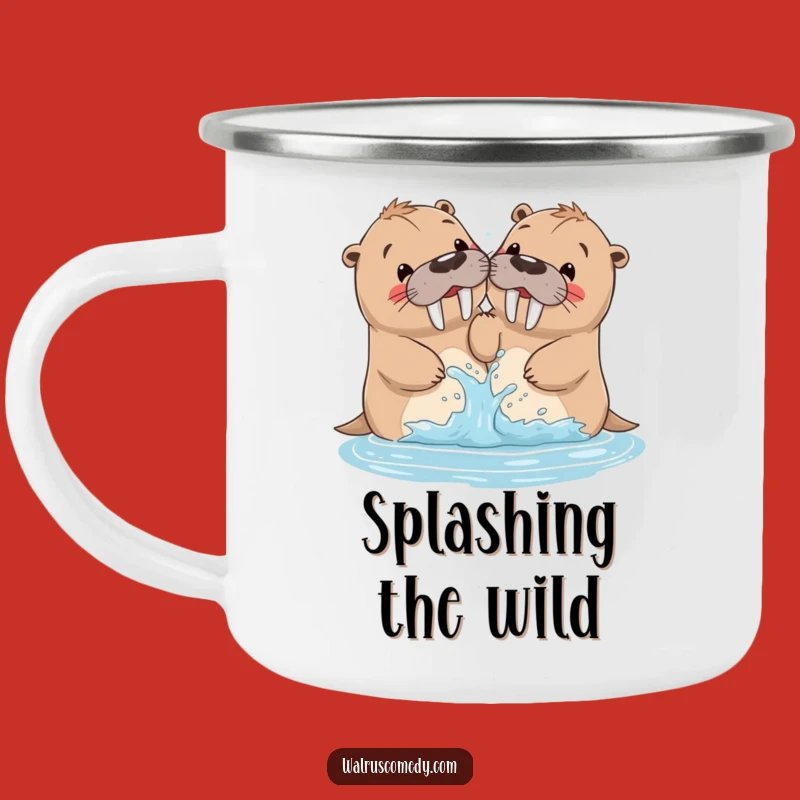 Funny Walrus Siblings Splash Camping Mug: Adventure Brews Here