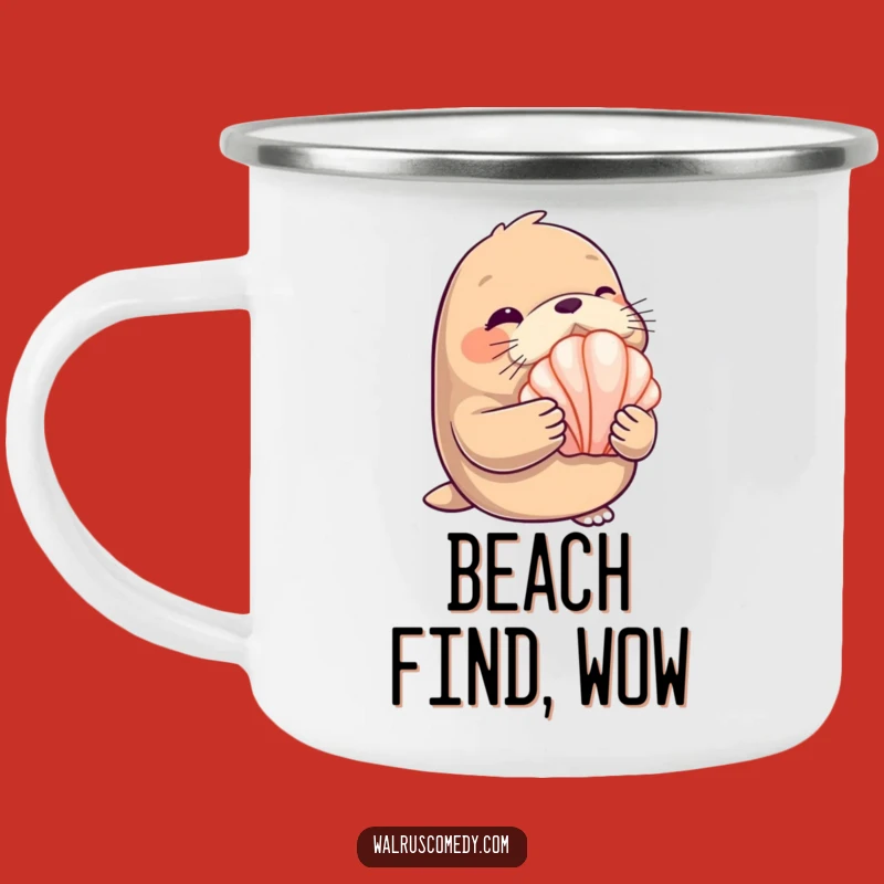 Funny Winking Walrus Seashell Camping Mug - Cozy Beach Cup Gift