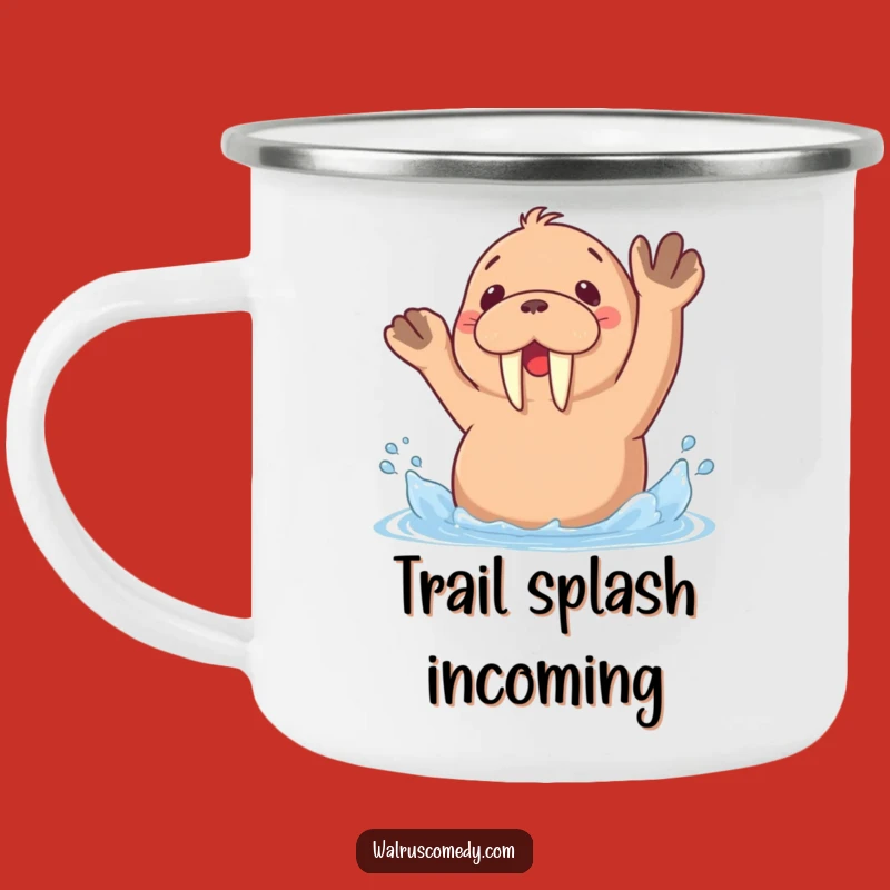 Funny Kawaii Walrus Splashing Enamel Camping Mug: Adventure Fuel!