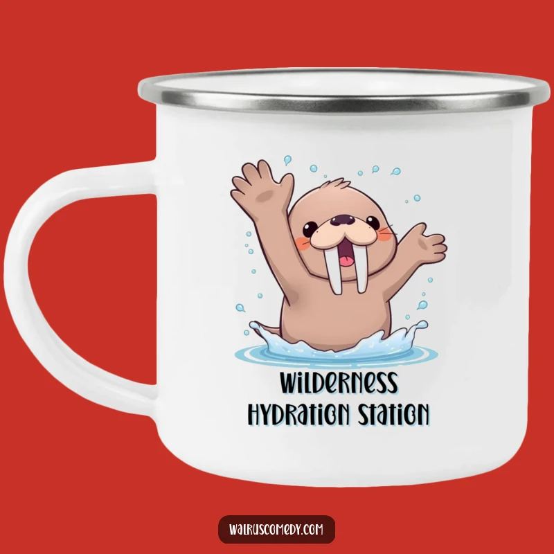 Funny Kawaii Walrus Splash Camping Mug - Durable Arctic Fun, Humorous Gift