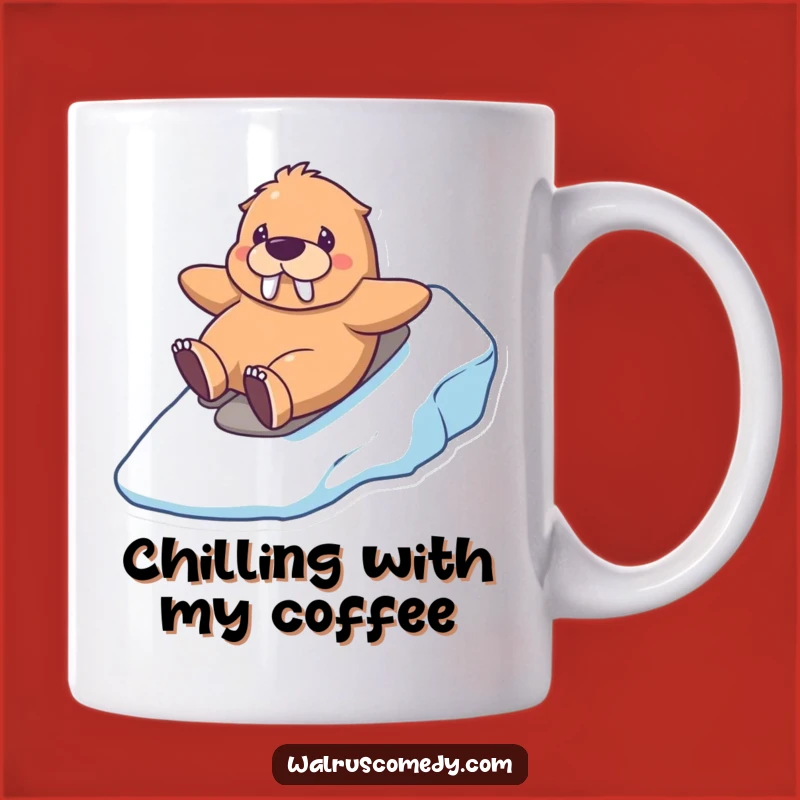 Funny Kawaii Walrus Mug: Icy Hill Slide Hilarious Gift for Winter Fun Lovers