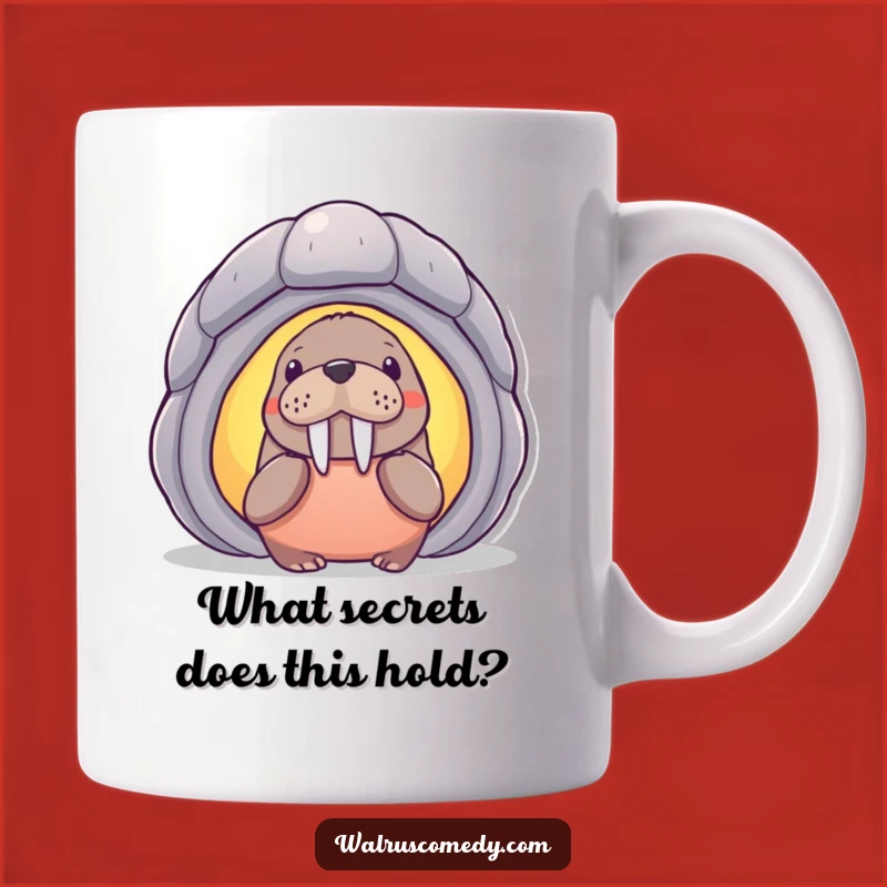 Funny Curious Walrus Peering Shell Mug, Perfect Humorous Gift for Ocean Lovers