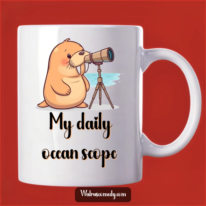 Funny Curious Walrus Telescope Mug: A Stellar Gift for Sea Lovers