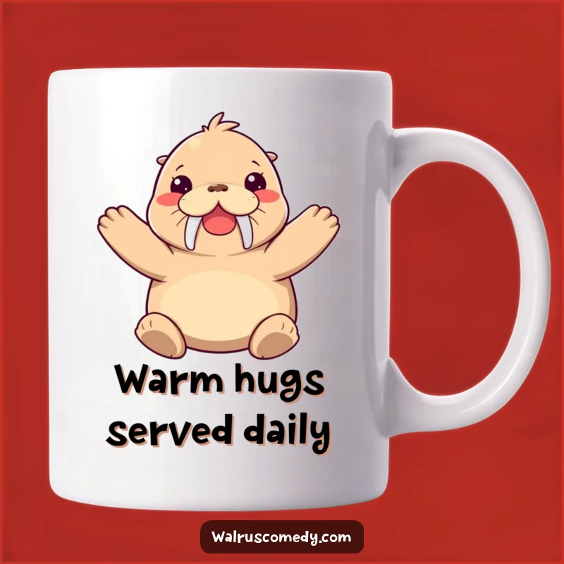 Funny Joyful Walrus Hug Mug: Spread Warmth with a Giggle