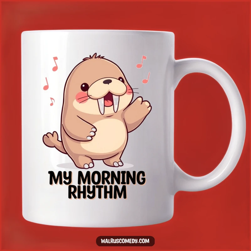Funny Kawaii Walrus Tapping Flippers Mug - Perfect Musical Gift!