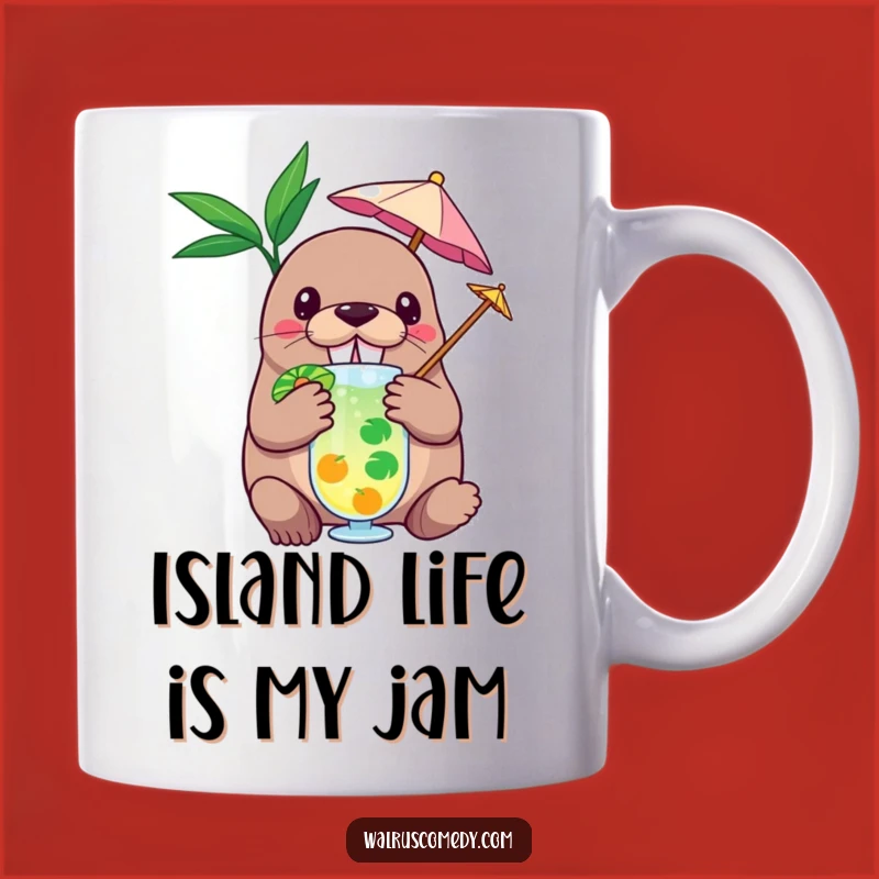 Funny Tropical Walrus Mug: Hilarious Beach Vacation Vibes Gift for Him!