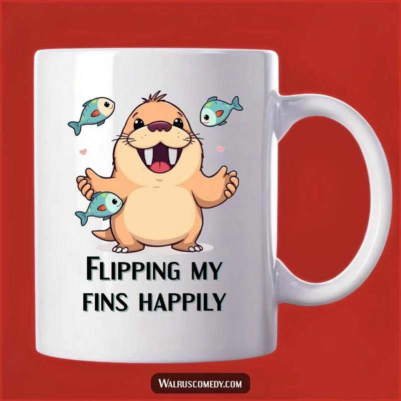Funny Walrus Juggling Fish Mug: Happy & Grinning - Perfect Funny Gift for Animal Lovers