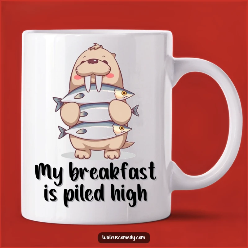 Funny Walrus Balancing Fish Mug: The Perfect Hilarious Gift for Seafood Lovers