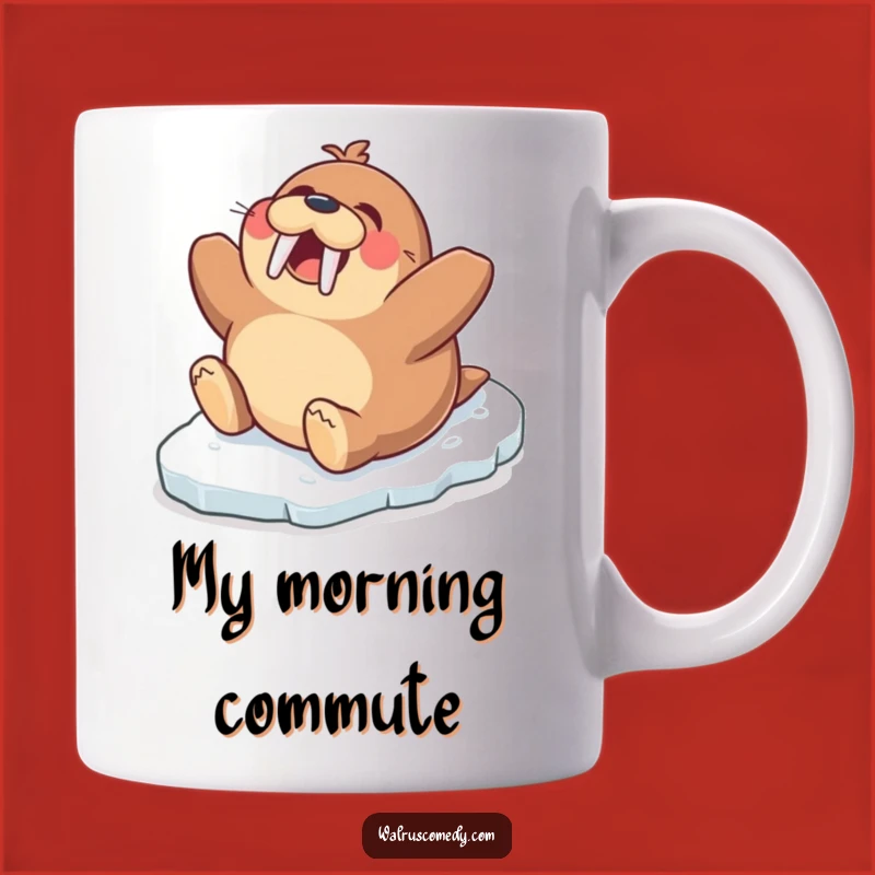 Funny Excited Walrus Sliding Mug: Hilarious Arctic Animal Gift for Joyful Fun