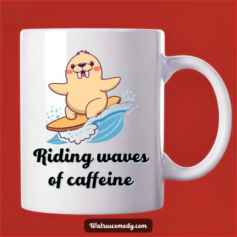 Funny Surfing Walrus Mug - Joyful Wave Rider, Perfect Funny Gift for Beach Lovers