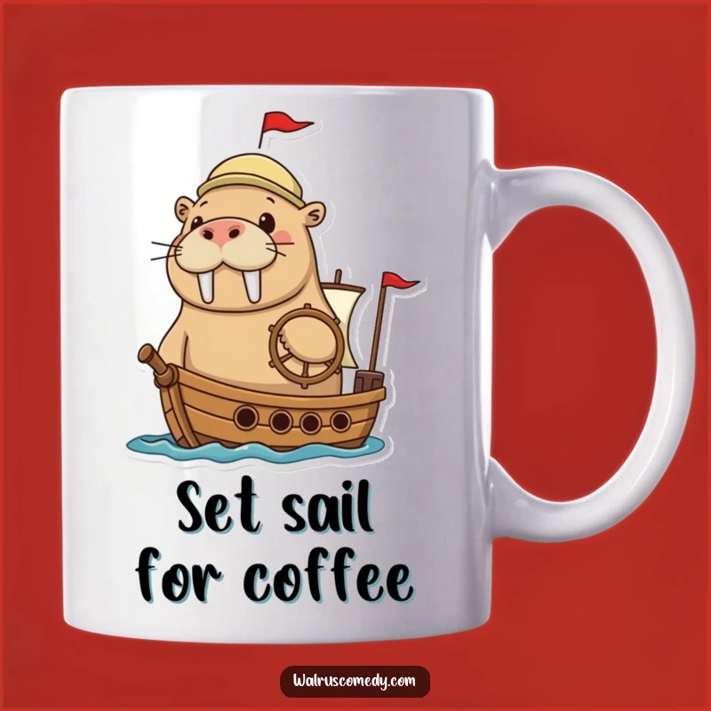 Funny Adventurous Walrus Ship Mug: Navigate Your Day with a Smile