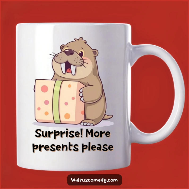 Funny Excited Walrus Mug: Hilarious Surprise Reaction Gift for Gift Lovers!