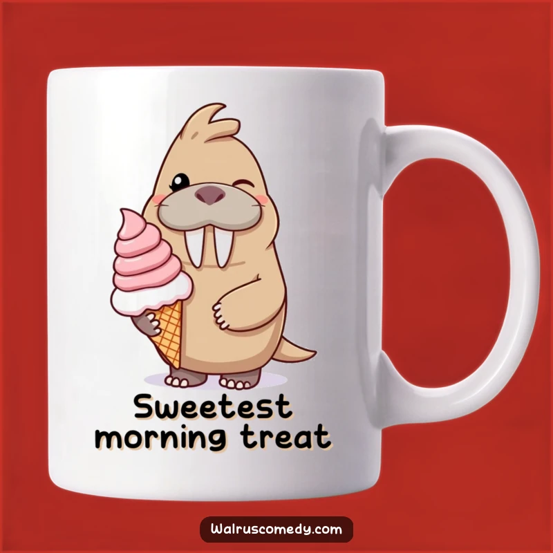 Funny Winking Walrus Ice Cream Mug: Sweet Treat Gift for Joyful Dessert Lovers