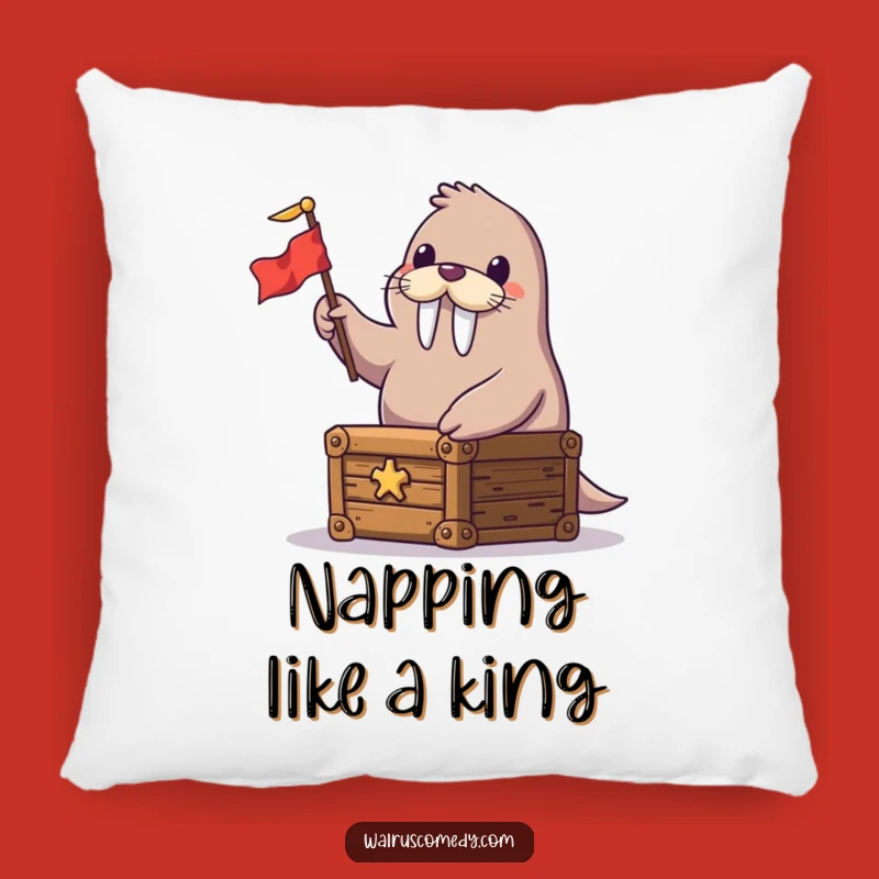 Comfy Funny Happy Walrus Treasure Chest Pillow - Cute & Humorous Accent