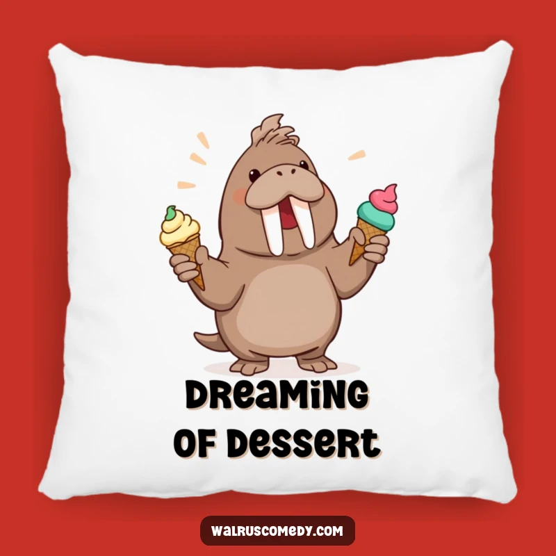 Comfy Funny Walrus Juggling Ice Cream Pillow: Cozy and Hilarious Accent