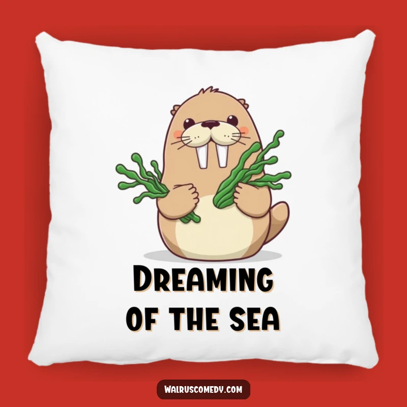 Funny Walrus Seaweed Bouquet Pillow - Soft Cartoon Walrus Cushion, Perfect Funny Gift