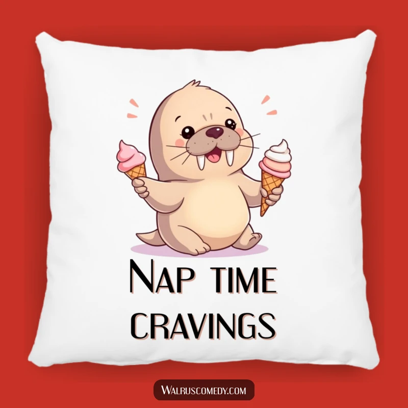 Funny Baby Walrus Ice Cream Pillow - Cute Comfy Cushion Gift