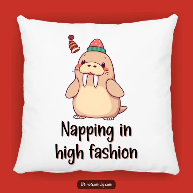Funny Kawaii Walrus Hat Tusk Pillow - Cozy Whimsical Comfort, Hilarious Gift