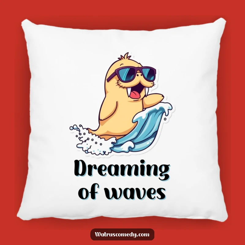 Funny Walrus Pillow - Surfing Cushion, Cozy Gift Idea