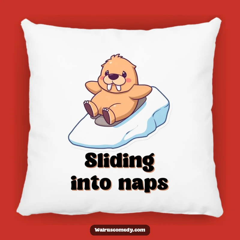 Funny Kawaii Walrus Icy Slide Pillow: Cuddle Up With Winter Fun