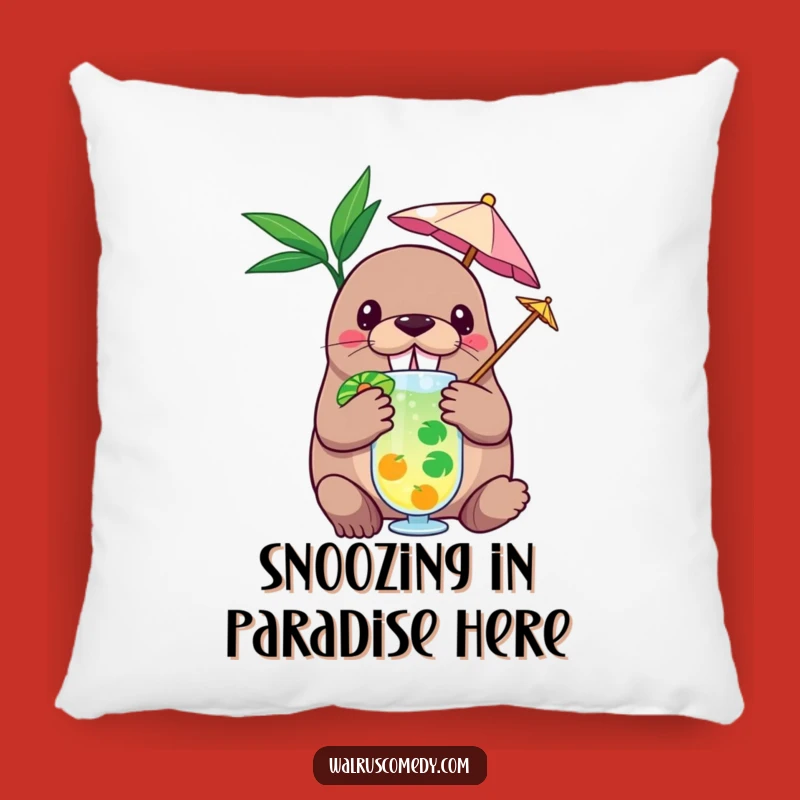 Funny Walrus Tropical Pillow: Hilarious Comfort with a Vacation Twist Gift!
