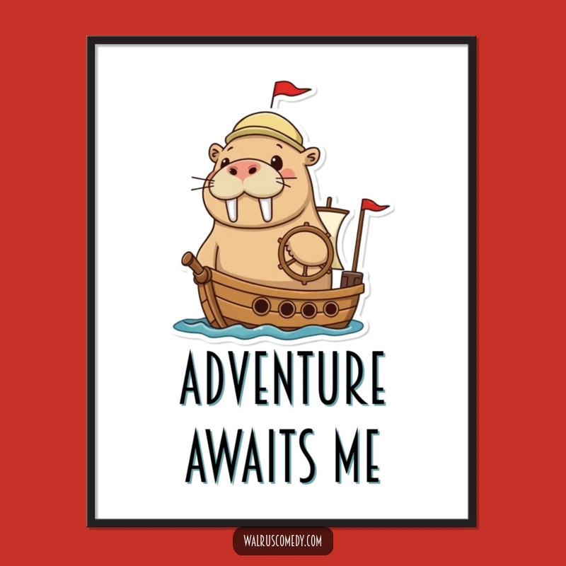Funny Adventurous Walrus Ship Digital Art: Decorate with Nautical Dreams