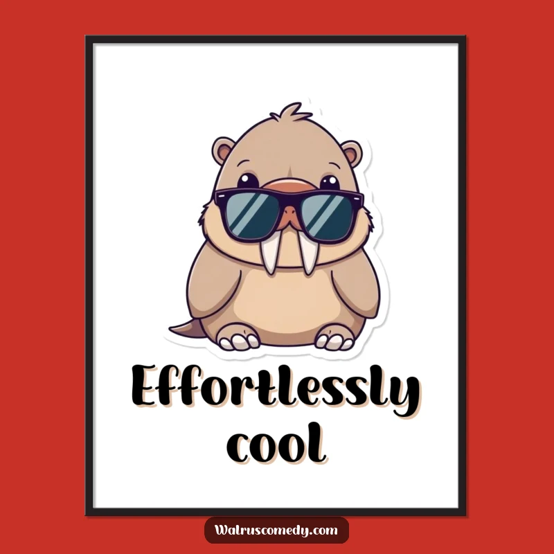 Funny Kawaii Walrus Sunglasses Digital Art: Instant Cool for Your Space!
