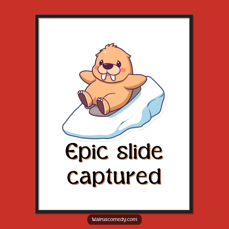 Funny Kawaii Walrus Icy Digital Print: Instant Winter Decor