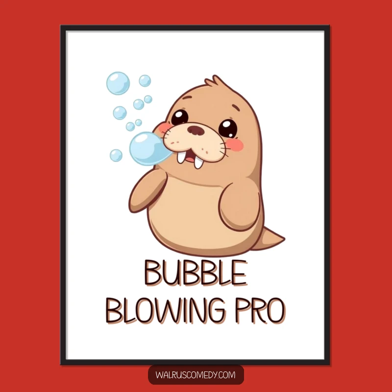 Funny Kawaii Walrus Bubble Digital Print: Instant Hilarious Wall Art Download