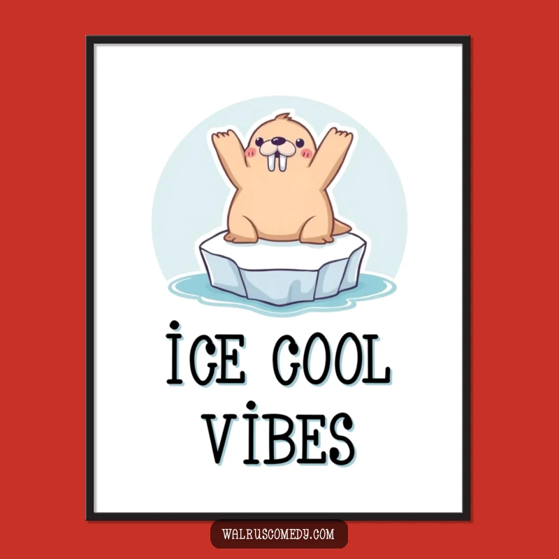 Funny Kawaii Walrus Sunbathing Digital Art: Instant Arctic Cheer!