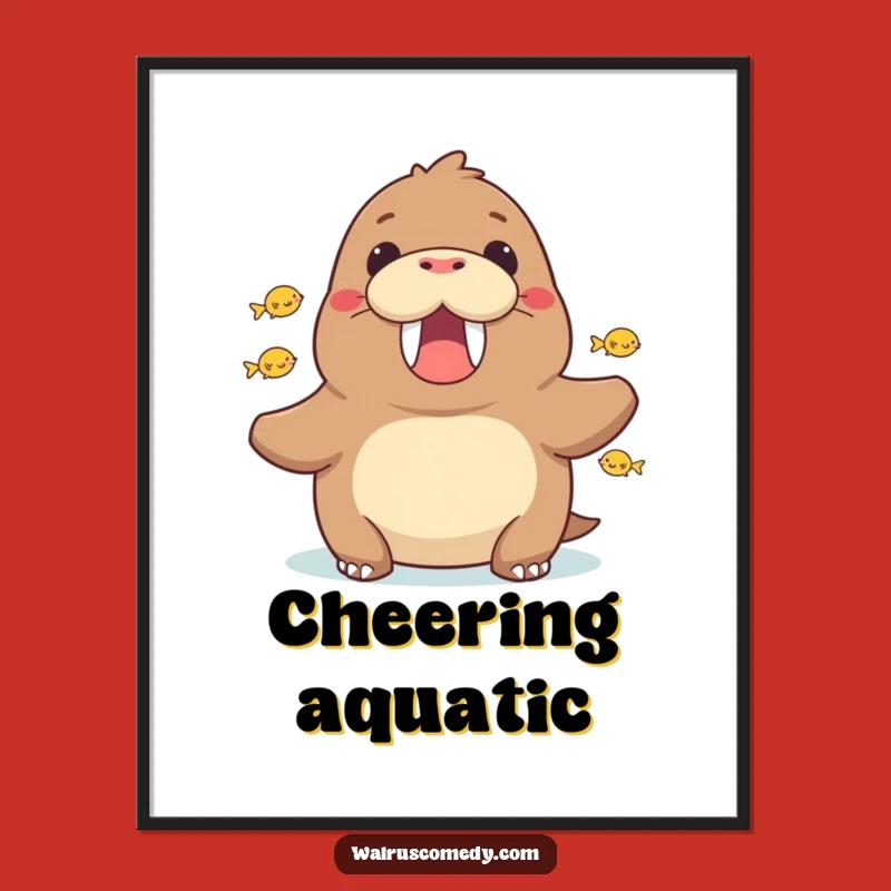 Funny Walrus Cheering Digital Art - Instant Motivational Wall Decor!