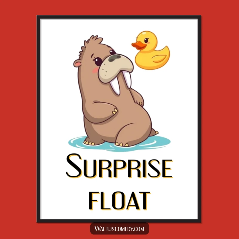 Funny Walrus Duck Surprise Digital Art Print: Hilarious Decor Gift