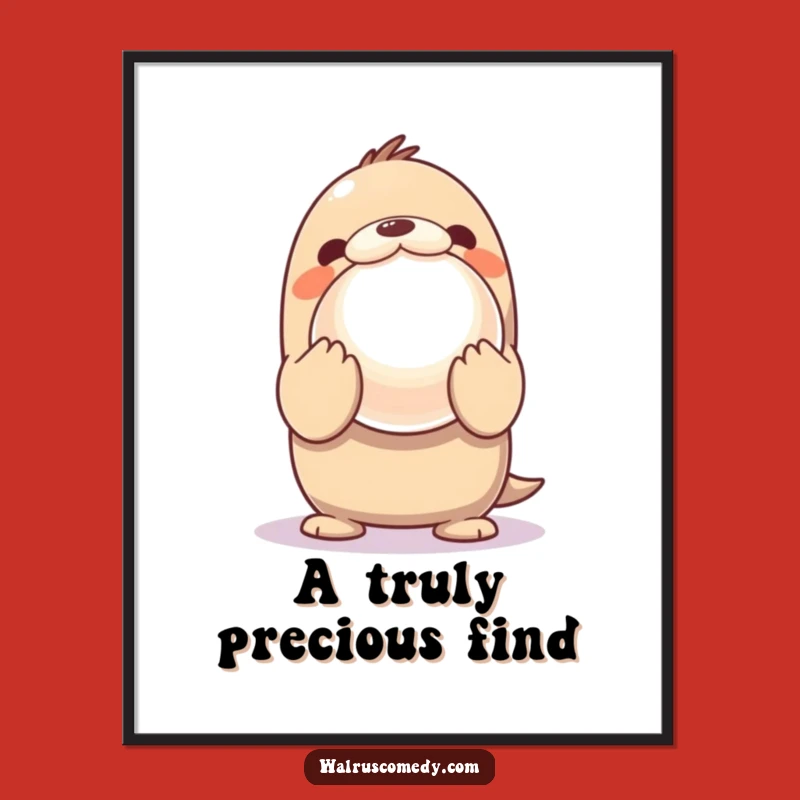 Funny Walrus Pearl Digital Art - Ocean Wonder, Instant Funny Gift Download